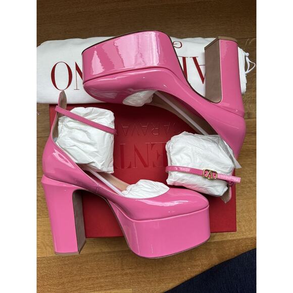 Valentino Tan-Go Barbie Pink Platform Pumps size IT 38 Patent Leather - Picture 3 of 13